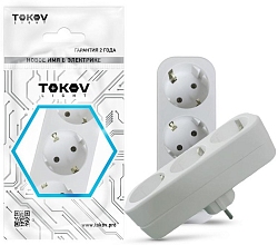 Разветвитель 3-м с заземл. 16А 250В IP20 полипропилен бел. TOKOV ELECTRIC TKL-S3Z-C01