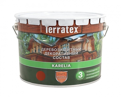 Деревозащитный состав Terratex KARELIA КРАСНОЕ ДЕРЕВО 9л - №1
