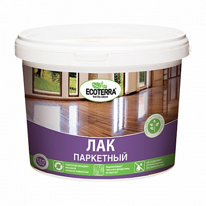 Лак ECOTERRA паркетный водный матовый 0,9л (Распродажа) - №1