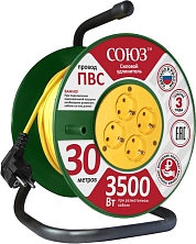 Удлинитель на катушке 4х30м с заземл. 16А IP20 3.5кВт Союз 481S-3503