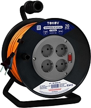 Удлинитель на катушке 4х20м без заземл. 6А IP20 2х0.75 TOKOV ELECTRIC TKE-SK20-075