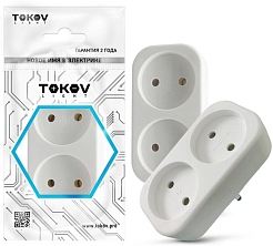 Разветвитель 2-м без заземл. 16А 250В IP20 полипропилен бел. TOKOV ELECTRIC TKL-S2-C01